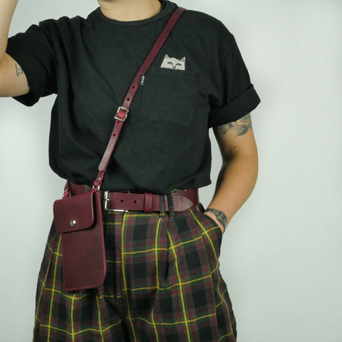 Missouri Burgundy Leather Neck Pouch