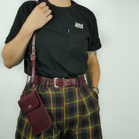 Missouri Burgundy Leather Neck Pouch