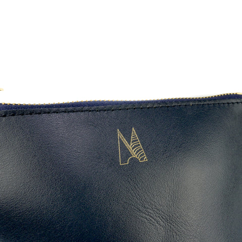 Navy Leather Travel Bag - Roam