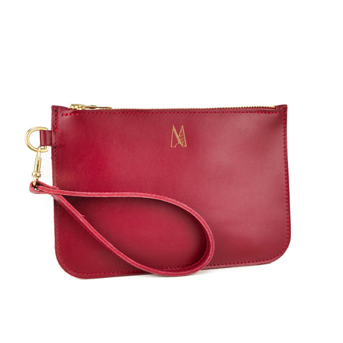 Red Leather Wristlet Bag - Roam