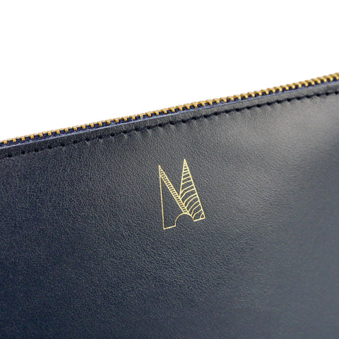 Navy Leather Wristlet Bag - Roam