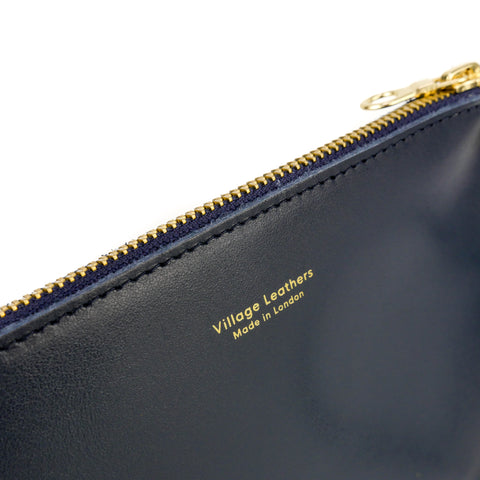 Navy Leather Wristlet Bag - Roam