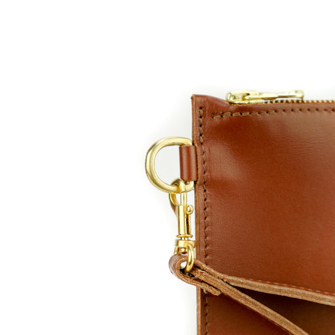 Tan Leather Wristlet Bag - Roam