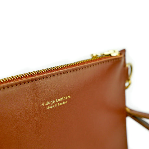 Tan Leather Clutch Bag - Roam