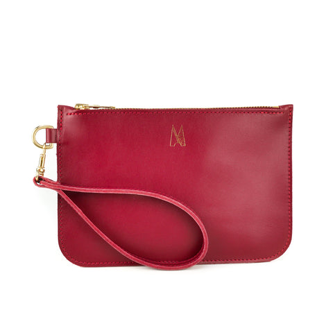 Red Leather Wristlet Bag - Roam