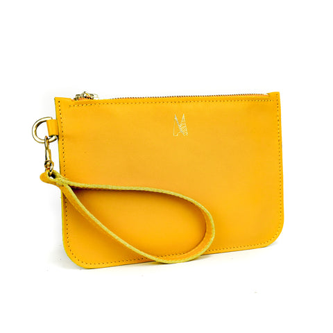 Yellow Leather Wristlet Bag - Roam