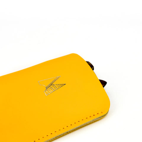 Yellow Leather Glasses Pouch - Chroma