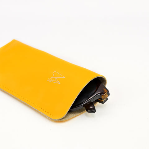 Yellow Leather Glasses Pouch - Chroma