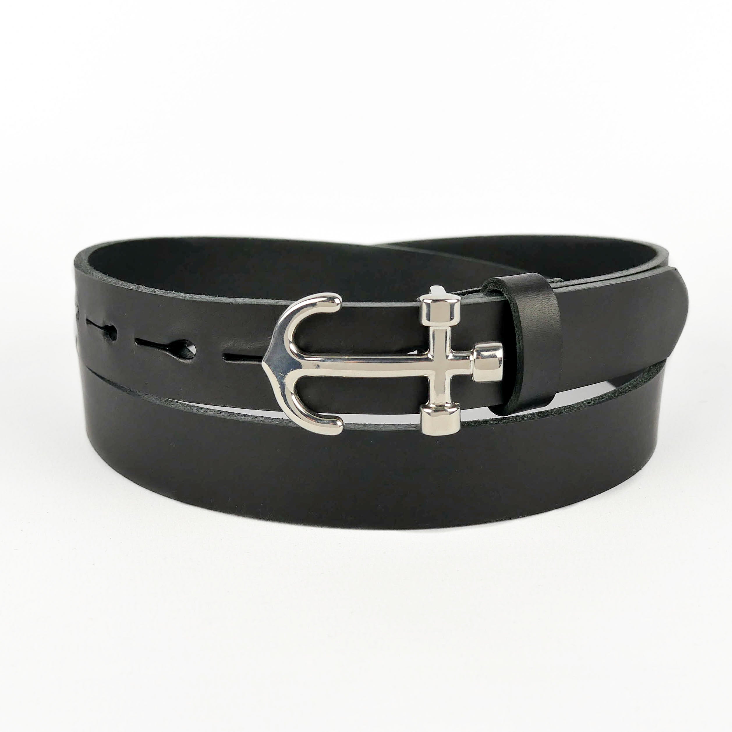 Anchor buckle leather belt