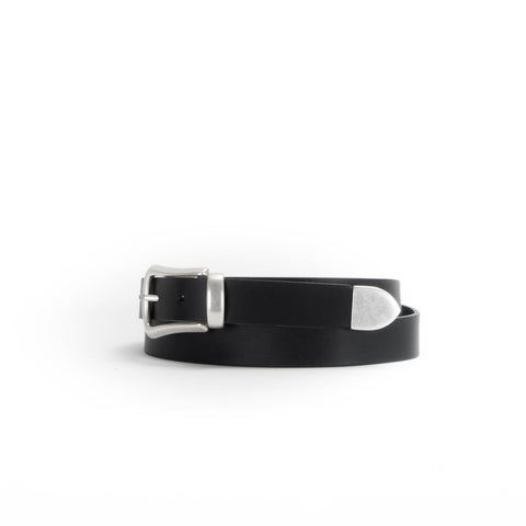 Slim Black Leather Western Belt