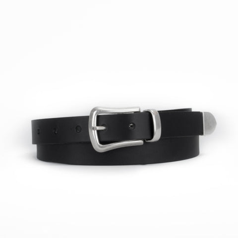 Slim Black Leather Western Belt