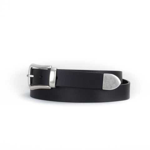 Slim Black Leather Western Belt