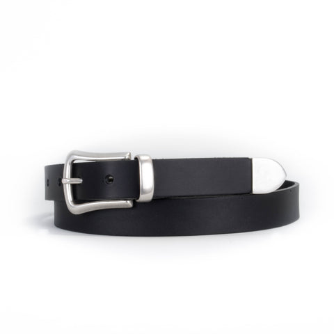 Slim Black Leather Western Belt