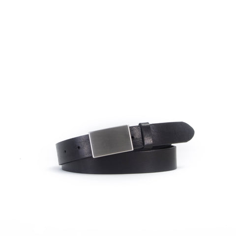 Black Formal Plate Buckle Belt 1 1/4"