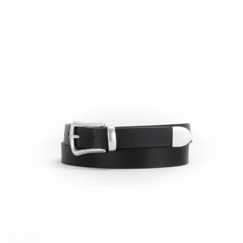 Slim Black Leather Western Belt