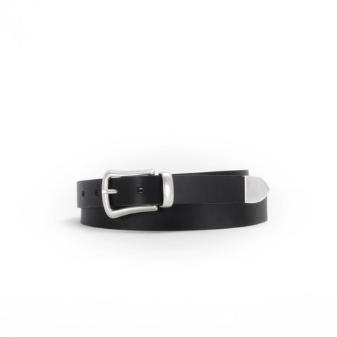 Slim Black Leather Western Belt