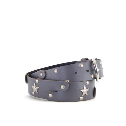 Studded Grey Leather Belt | 1 1/2" Wide | 29" - 31"