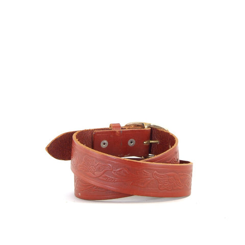 Embossed Tan Leather Belt | 1 1/2" Wide | 28" - 30"