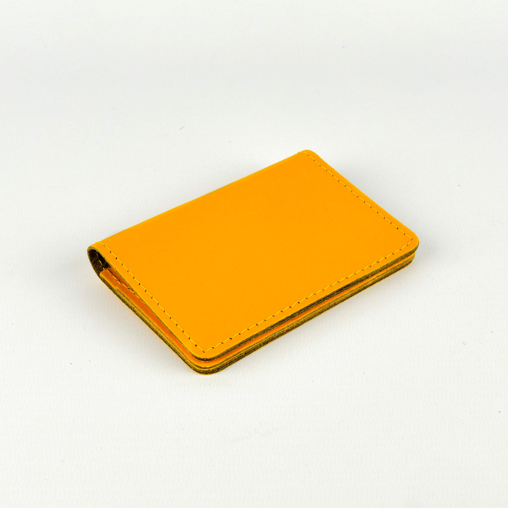 Yellow Leather Credit & Travel Card Holder Chroma | Handmade Card ...