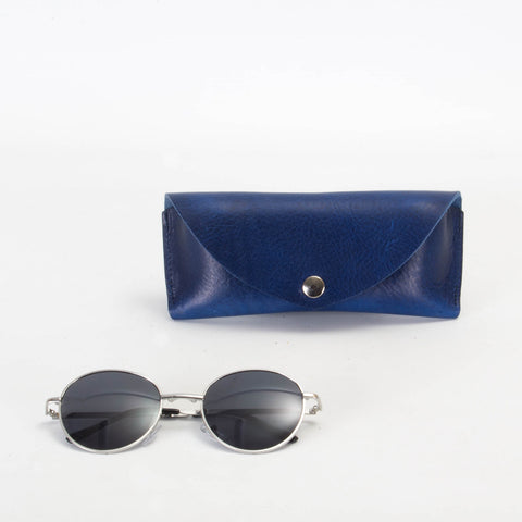 Missouri Cobalt Blue Leather Sunglasses Case