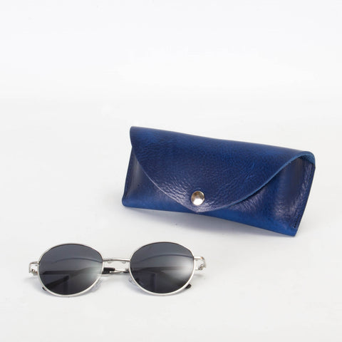 Missouri Cobalt Blue Leather Sunglasses Case