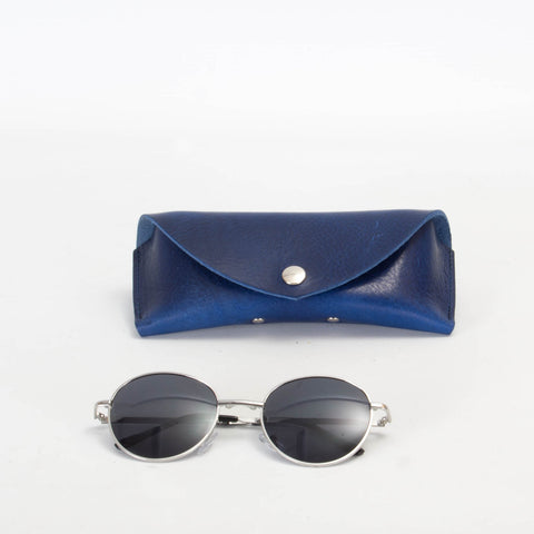 Missouri Cobalt Blue Leather Sunglasses Case