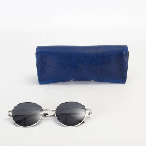 Missouri Cobalt Blue Leather Sunglasses Case