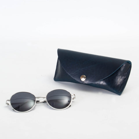 Missouri Navy Leather Sunglasses Case