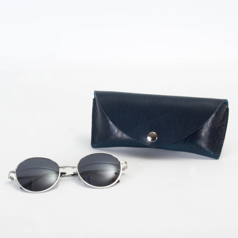 Missouri Navy Leather Sunglasses Case