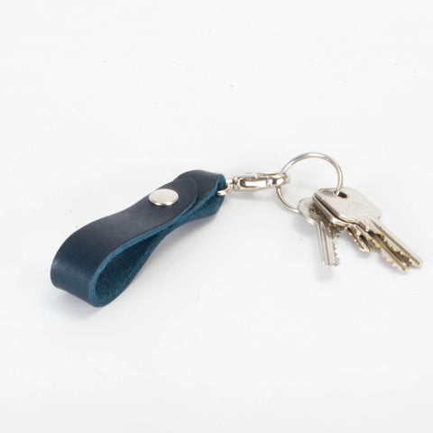 Belt Loop Navy Leather Key Ring