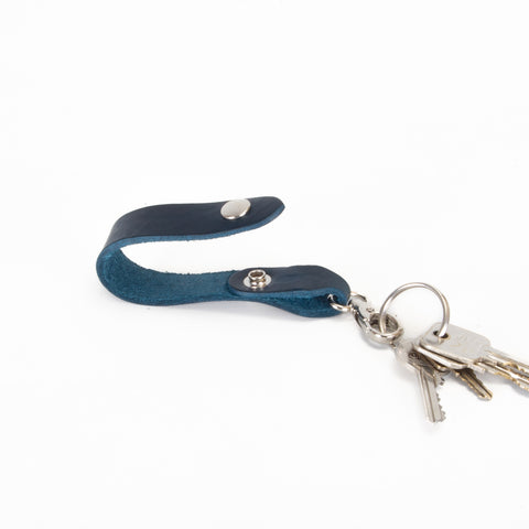 Belt Loop Navy Leather Key Ring