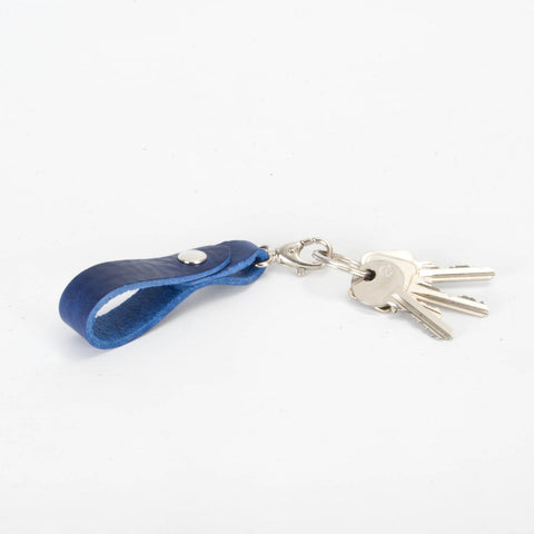 Belt Loop Cobalt Blue Leather Key Ring