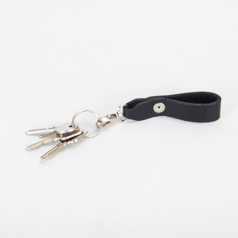 Belt Loop Black Leather Key Ring