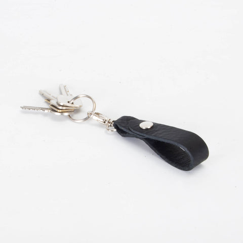 Belt Loop Black Leather Key Ring