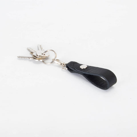 Belt Loop Black Leather Key Ring