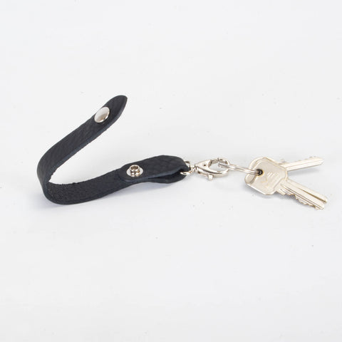 Belt Loop Black Leather Key Ring