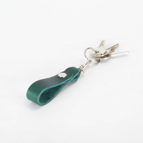 Belt Loop Green Leather Key Ring