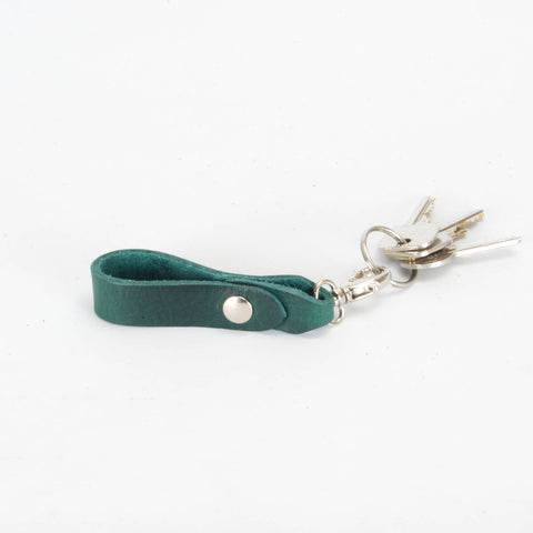 Belt Loop Green Leather Key Ring