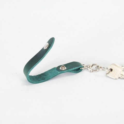 Belt Loop Green Leather Key Ring