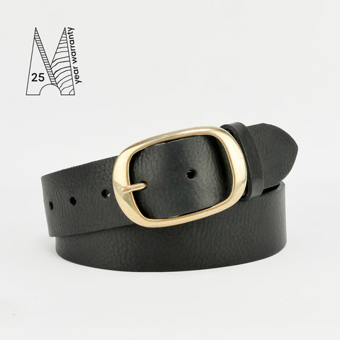 1 1/2" Classic Black Leather Belt